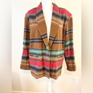 Brown and Red Striped Blazer with Classic Silhouette